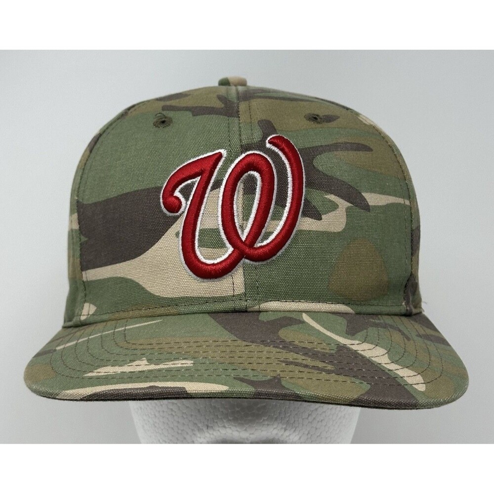 ‘47 Brand Washington Nationals Camo Strapback Hat Cap Leather MPB Baseball OSFA